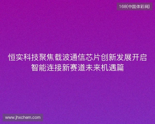 恒实科技聚焦载波通信芯片创新发展开启智能连接新赛道未来机遇篇
